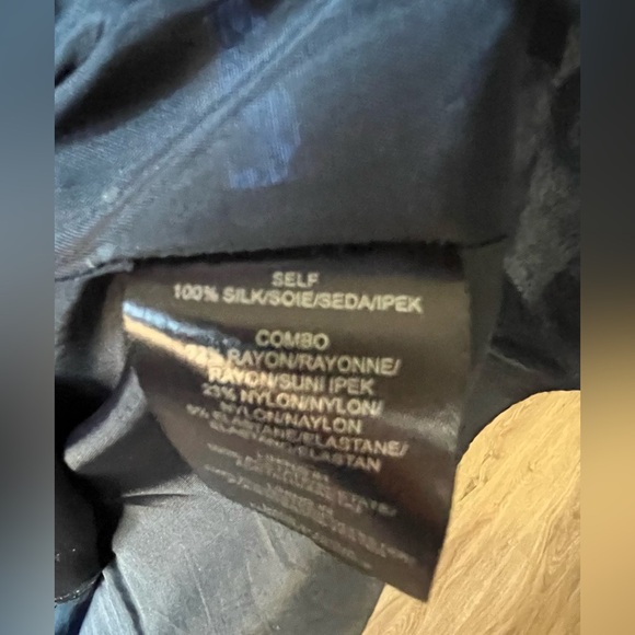 Tibi Blue and Black Strapless Silk Fit and Flare Cocktail Dress - Picture 8 of 11